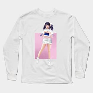 Cute Girl in Milk Outfit Illustration Long Sleeve T-Shirt